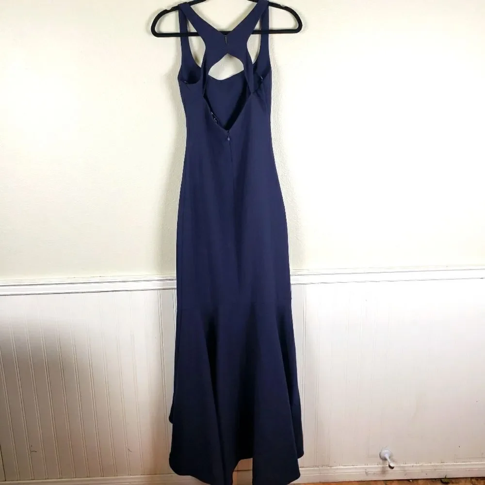 Women's NWT Likely Navy Blue Barnes Sleeveless Mermaid Ruffle Formal Dress SZ 0 - Picture 4 of 15